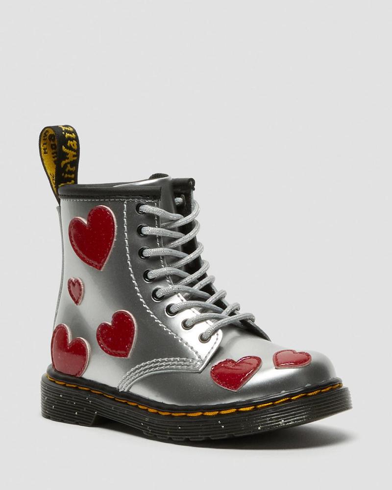 Botas con Cordones Dr Martens Toddler 1460 Glitter Star Charol Niños Metal | MX 129FDN